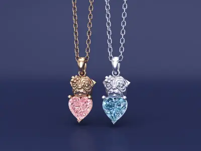 Cute Pug Dog Pendant Necklace Pets Jewelry 3D Cad Design 3D print model