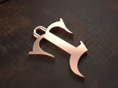 Gothic Letter T Pendant 3D print model
