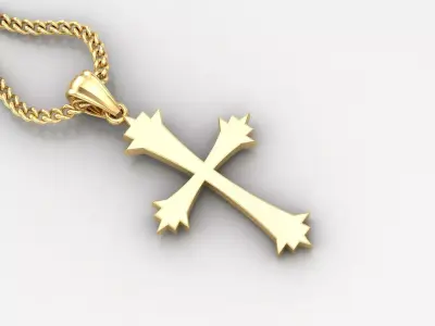 Light Gold 18K Cross Pendant 1CP021 3D print model