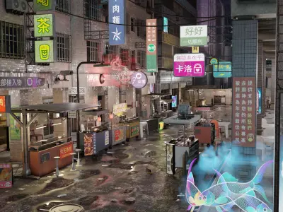 ULTRA DETAILLED Sci-Fi Cyberpunk Nightmarket Asian City Blender 3D model