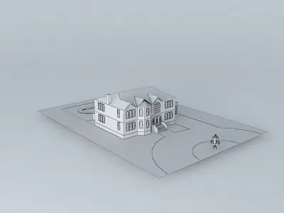 Light Red Brick Mansion Free 3D model