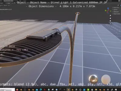 Street Light 1 Galvanized 6000mm 2F 2P Low-poly 3D model