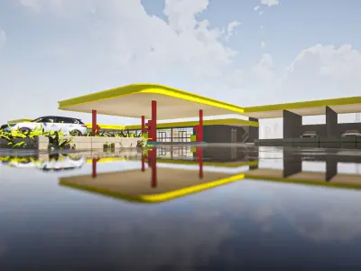 Petrol Station Gas Station Low-poly 3D model