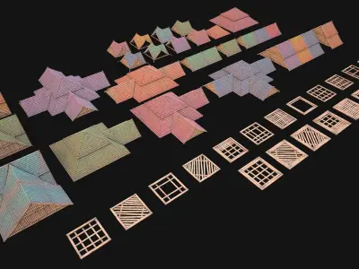 Roof Set Medieval City Pack Low-poly 3D model