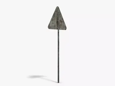 Damaged Road Work Sign Low-poly 3D model