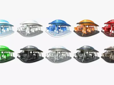 10 SciFi Gas Stations A Collection - Sci Fi Exterior Design 3D Model Pack