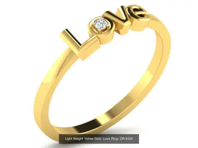 Light Weight Yellow Gold -Love Ring 3D Model Pack