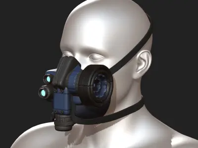 Gas mask scifi futuristic military combat  Low-poly 3D model