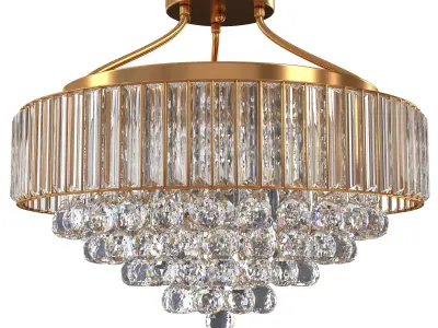 YYJLX Modern Large Crystal Chandelier Gold Metal 3D model