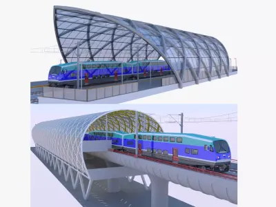 BiLevel train stations bundle III 3D Model Pack