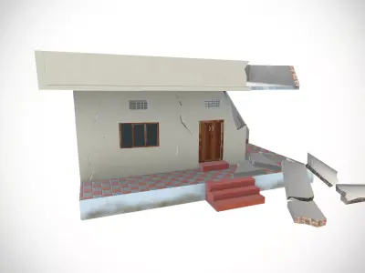 Destroyed cement house Low-poly 3D model