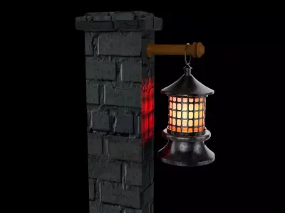 Game asset Lantern Low-poly 3D model