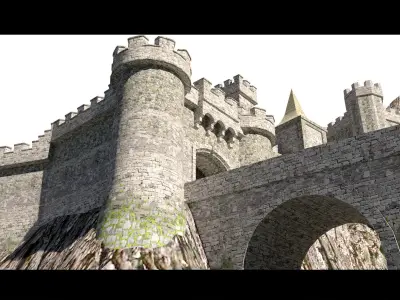 A castle in the mountains- 3d Model 3D model