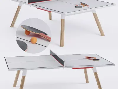 You and Me HPL Tennis Table with Accessories 3D model
