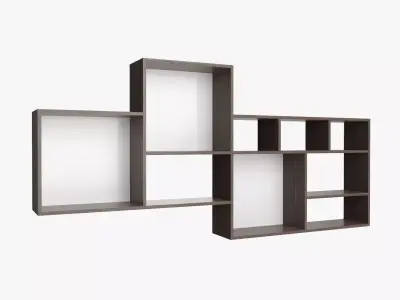 Hanging wooden shelf 02 3D model