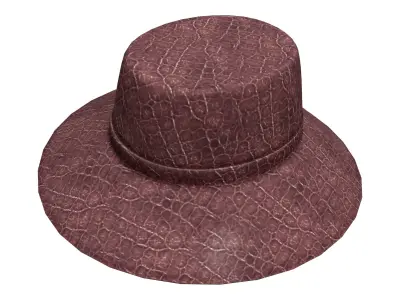 Leather Fashionable Floppy Hat Low-poly 3D model