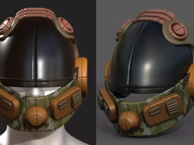 Gas mask respirator scifi futuristic 3d  Low-poly 3D model 35
