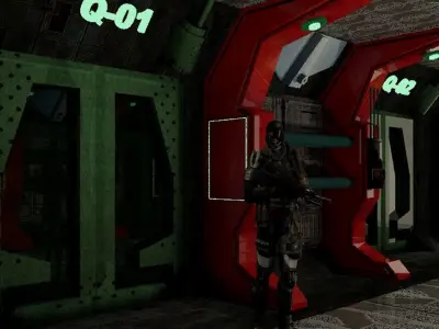 sci-fi corridor and cells military base  3D model