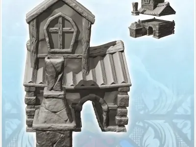 Blacksmiths shop in cut stone with arch in the center 11 - Medie 3D print model