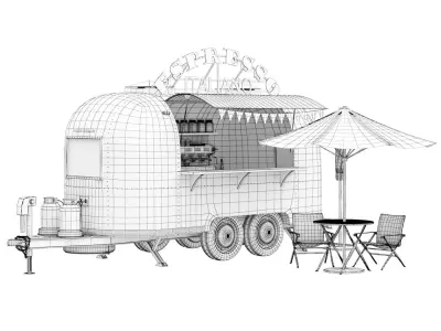 Airstream coffee bar trailer 3D model