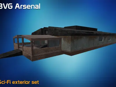 Sci-fi exterior set Low-poly 3D model