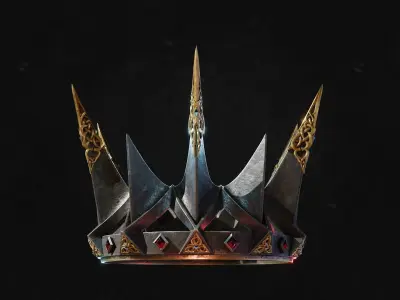 PBR material European iron crown middle mold three-level group 3D model