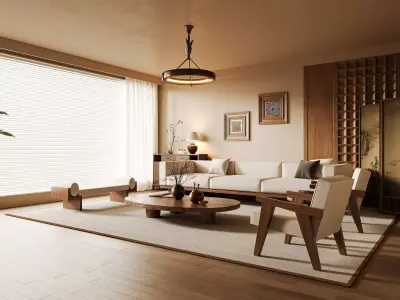 Modern living room 3D model 3D model