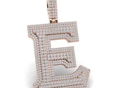 Alphabet Latter E Diamond Pendent 3D print model