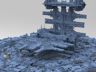 Sci-Fi City dystopia base Grid ground base 5  3D model