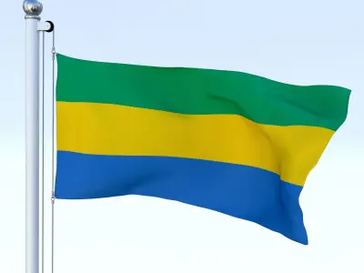 Animated Gabon Flag Low-poly 3D model