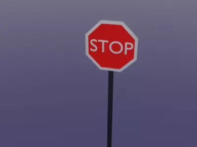 Low Poly Stop Sign City Builder Stylized Road Sign Asset Low-poly 3D model