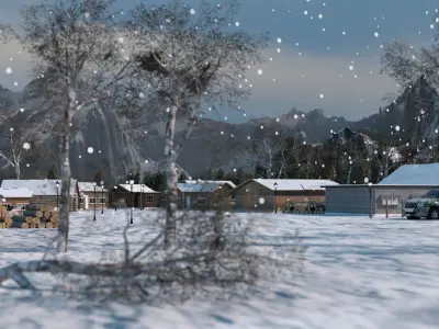 Winter Village Winterland Low-poly 3D model