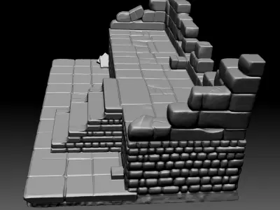 Two-Level Fantasy Ruins with Stairs 3D Printable Terrain Model 3D print model