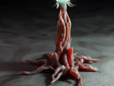 Bioluminescent Alien Plant Organic Sci-Fi Structure 3D model