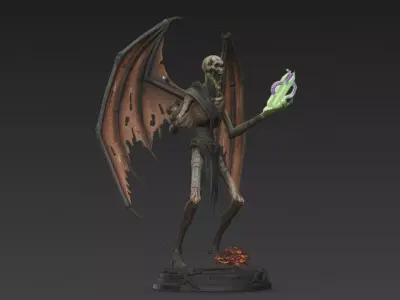 Horror Statue Skeleton 3D Model Low-poly 3D model