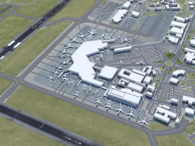 Christchurch Airport 10km Low-poly 3D model