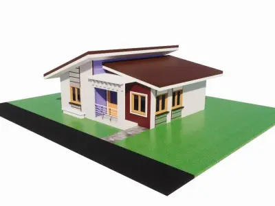 Sloped Roof Private House 3D model