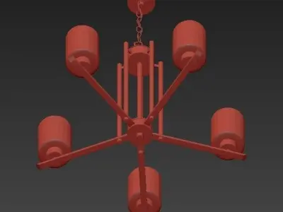 Modern Chandelier With White Glass 3D model
