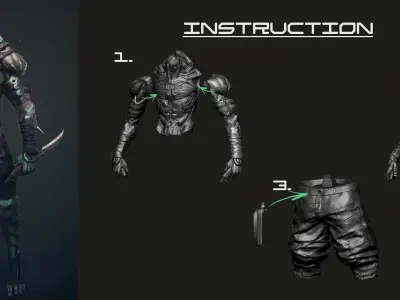 SHINOBI HIGHPOLY STL souls character art 3D print model