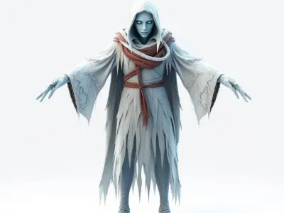 Ethereal Wraith Character Model  Fully Rigged and Animated Low-poly 3D model