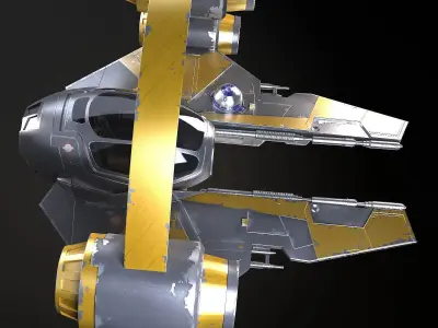 Jedi Starfighter Eta-2 with Hyperdrive Booster Ring 3D model