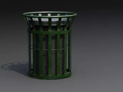 Street Trash Bin 01a Low-poly 3D model