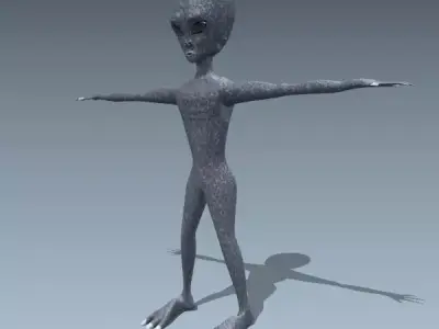 Blue skinny alien creature 3D print model