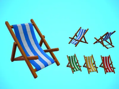 BEACH CHAIR CARTOON STYLIZED  Low-poly 3D model