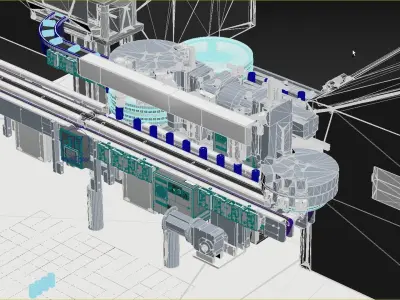Lithium ion battery factory 3d scene 3D model