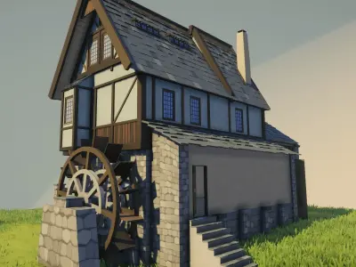 FC Medieval Water Mill Free low-poly 3D model