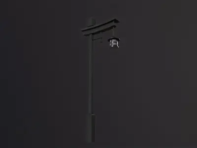 Japanese street wooden lamp 3D Model Low-poly 3D model