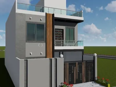 Modern House Exterior 3D Model 3D model purchase