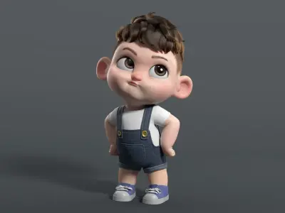 Cute cartoon boy meat toot younger brother 3D model