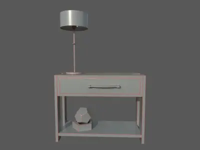 Side Table with Night Light Low-poly 3D model